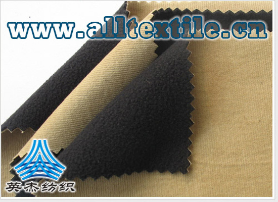 透湿透气全棉灯炷条+TPU+弹力摇粒绒复合面料